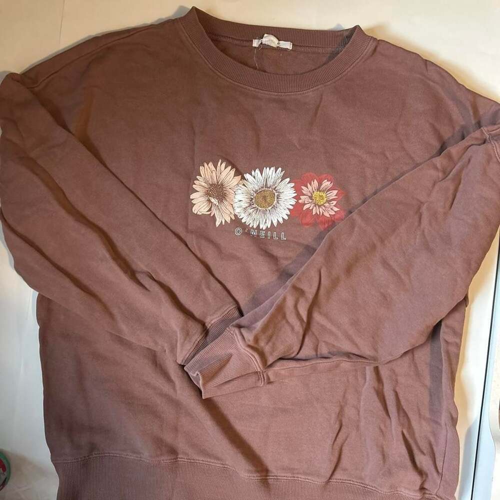 O'Neill Floral Crewneck Sweatshirt Size XS Brown Surf Co Graphic